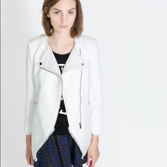 zara white biker jacket